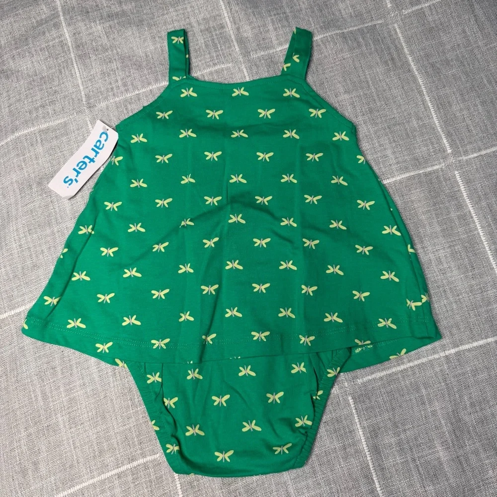 Carter's 18 Months‎ Baby Butterfly Sunsuit Green Bodysuit Dress NEW